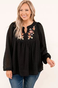 Picture of PLUS SIZE EMBROIDERED SWISS DOT TEXTURE BLOUSE